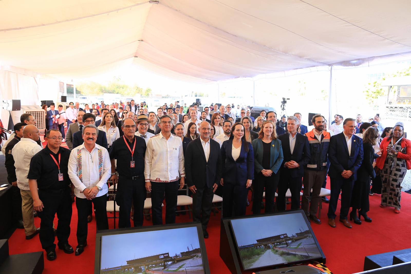 Inauguran Américo, SICT y CPKC, puente ferroviario que duplicará intercambio comercial