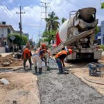 Avanza COMAPA SUR en trabajos de pavimentación y rehabilitación sanitaria en la colonia Unidad Nacional