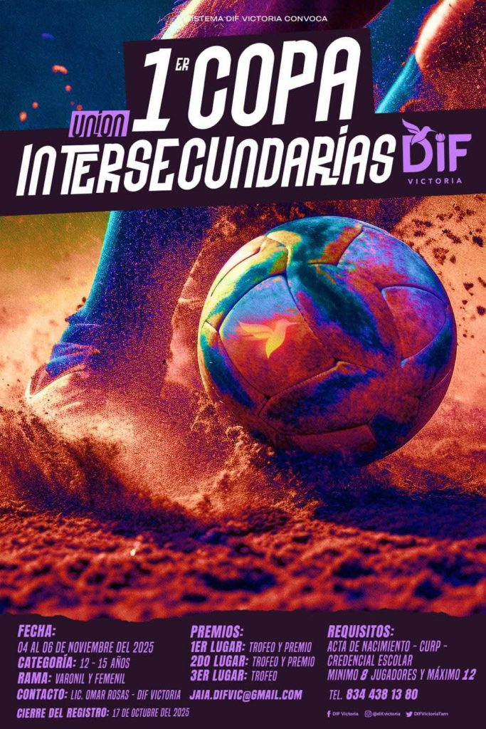 Anuncia DIF Victoria arranque de 1a. Copa Unión Intersecundarias