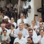 Presente Erasmo González Robledo en ceremonia de Honores a la Bandera en Ciudad Victoria junto a alcaldes de Tamaulipas